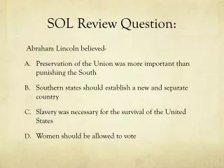SOL Review Question: