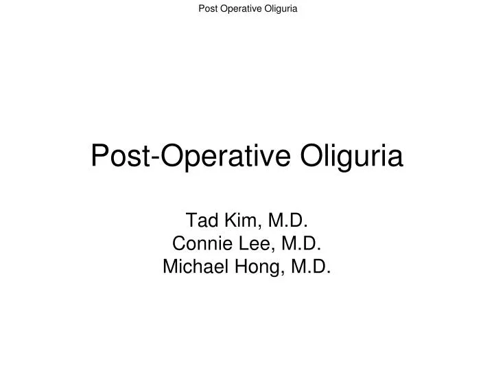 post operative oliguria