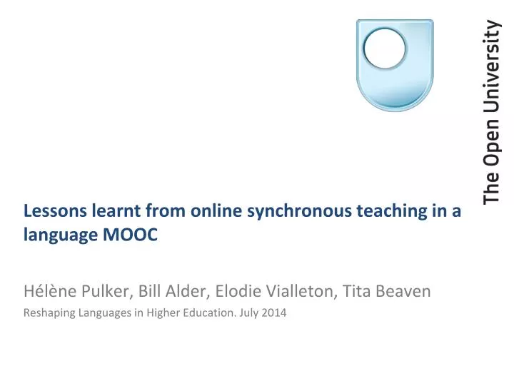 lessons learnt from online synchronous teaching in a language mooc