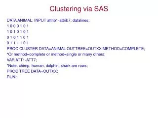 Clustering via SAS