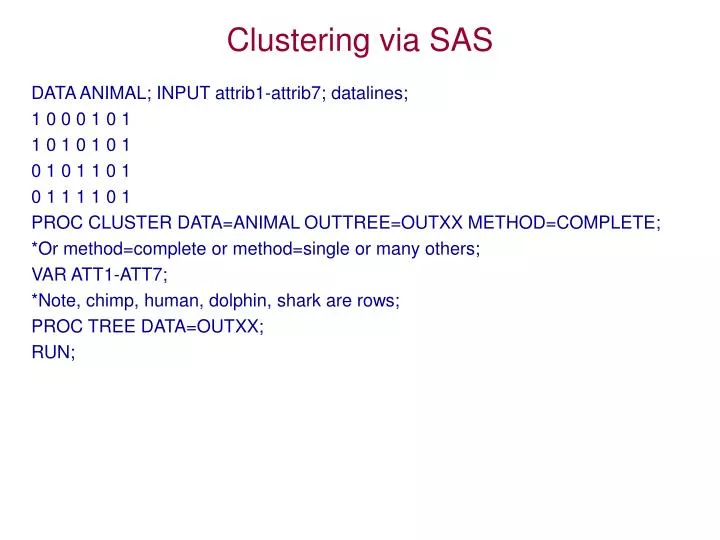 clustering via sas