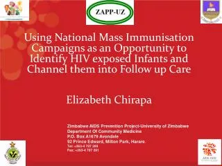 Zimbabwe AIDS Prevention Project- University of Zimbabwe Department Of Community Medicine