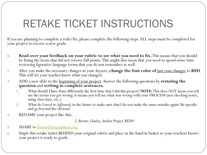 retake ticket instructions