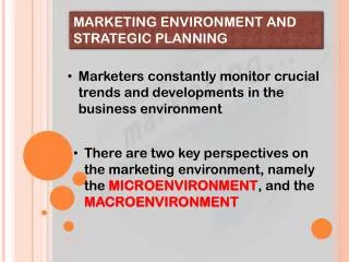 Marketing Environment and Strategic Planning