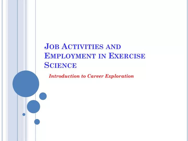 job activities and employment in exercise science