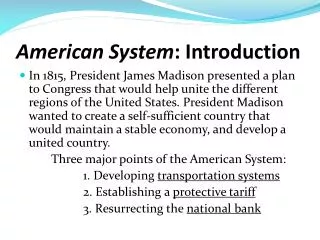 American System : Introduction