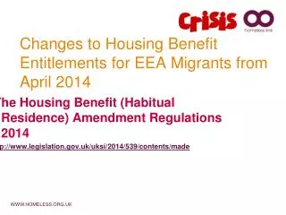 Changes to Housing Benefit Entitlements for EEA Migrants from April 2014