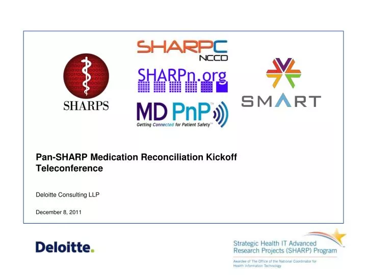 pan sharp medication reconciliation kickoff teleconference