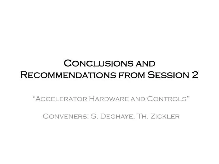 conclusions and recommendations from session 2