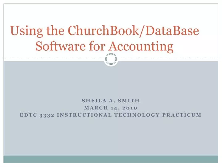using the churchbook database software for accounting