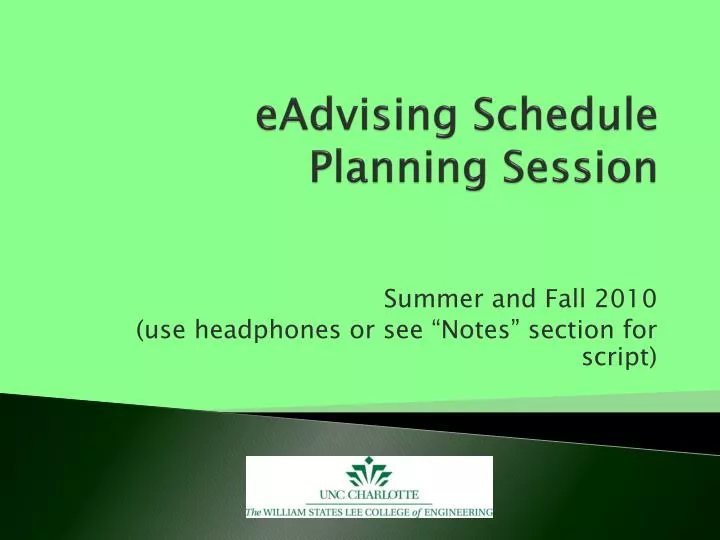 eadvising schedule planning session