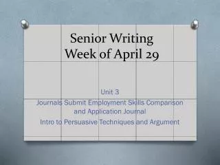 Senior Writing Week of April 29