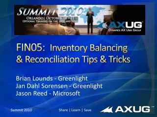 FIN05: Inventory Balancing &amp; Reconciliation Tips &amp; Tricks