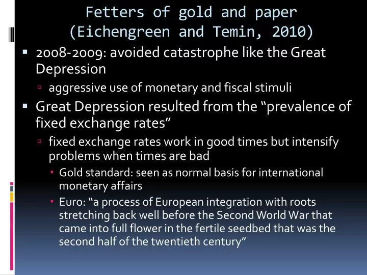 fetters of gold and paper eichengreen and temin 2010