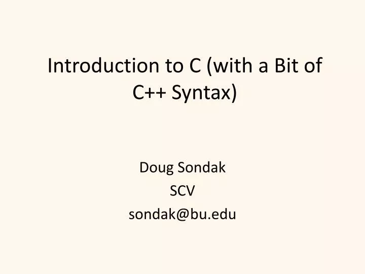 introduction to c with a bit of c syntax