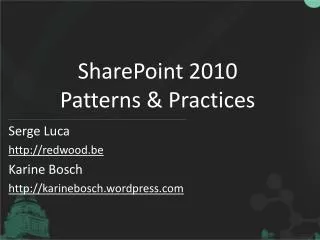 SharePoint 2010 Patterns &amp; Practices