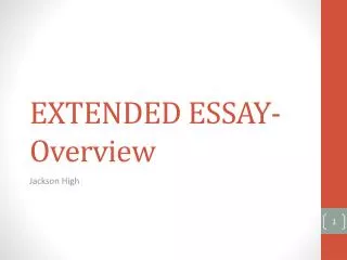 EXTENDED ESSAY- Overview