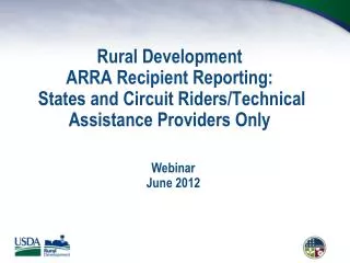 Rural Development ARRA Recipient Reporting: