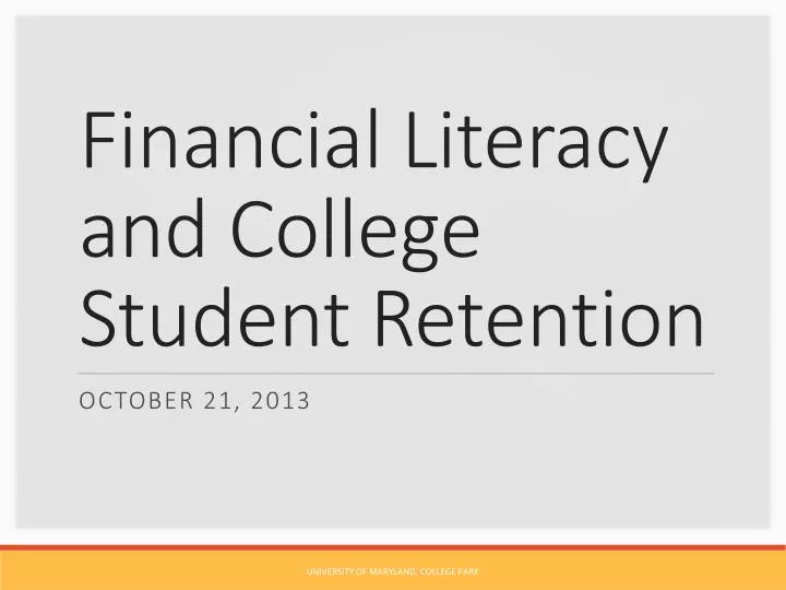 financial literacy and college student retention