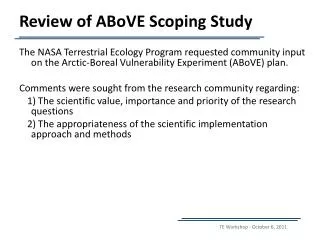 Review of ABoVE Scoping Study