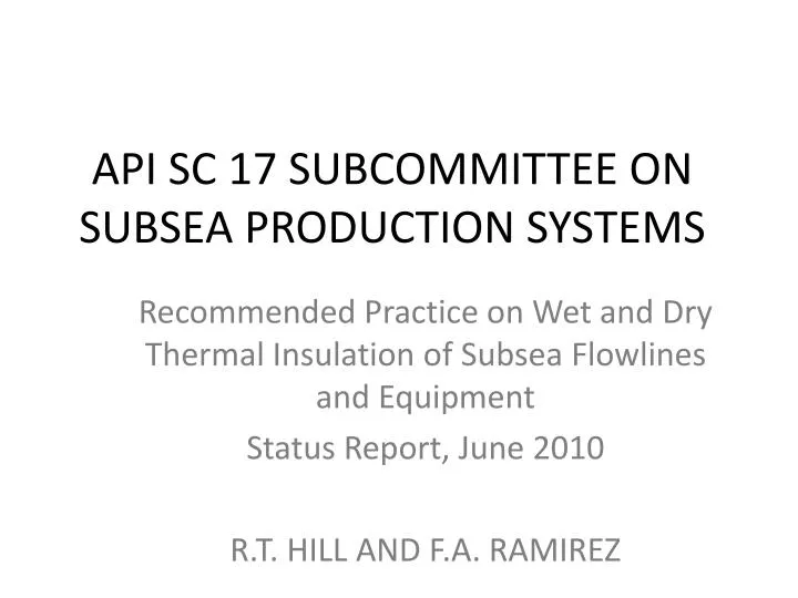 api sc 17 subcommittee on subsea production systems