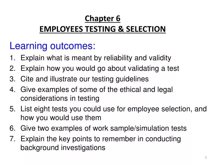 chapter 6 employees testing selection