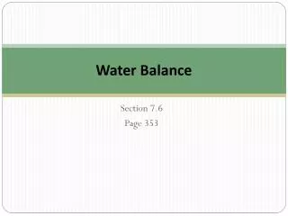 Water Balance