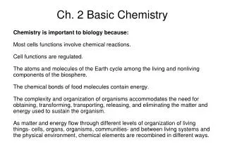 Ch. 2 Basic Chemistry