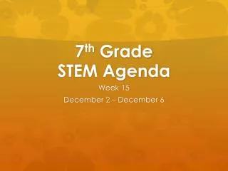 7 th Grade STEM Agenda