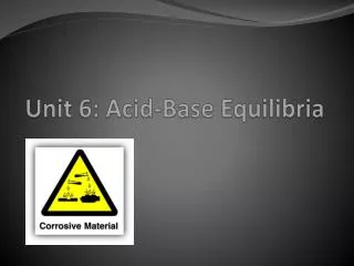 Unit 6: Acid-Base Equilibria
