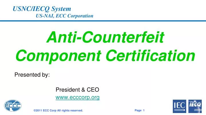 anti counterfeit component certification