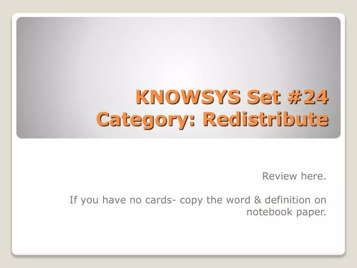 knowsys set 24 category redistribute