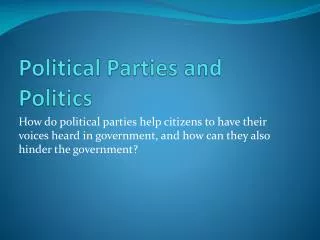 Political Parties and Politics