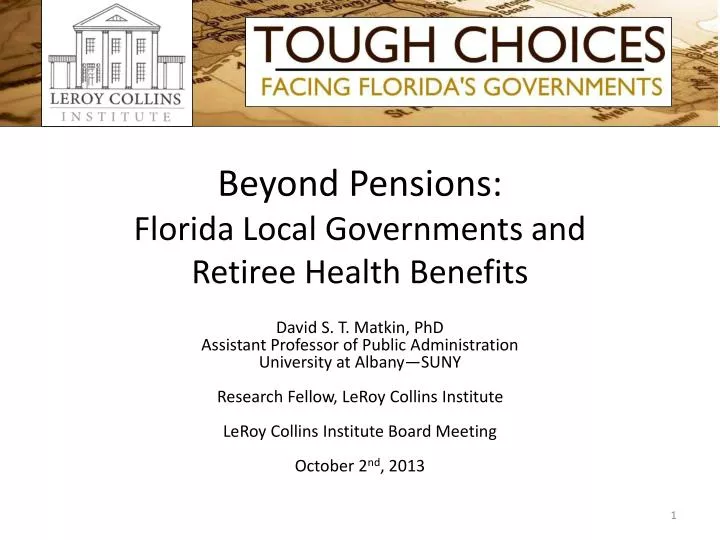beyond pensions florida local governments and retiree health benefits
