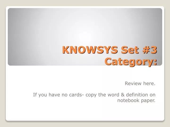 knowsys set 3 category