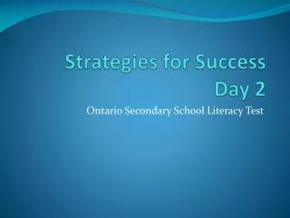 Strategies for Success Day 2