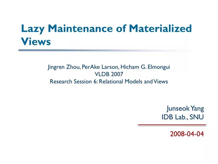 lazy maintenance of materialized views