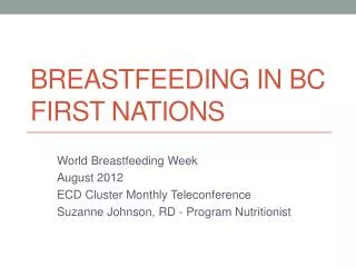 Breastfeeding in BC First Nations
