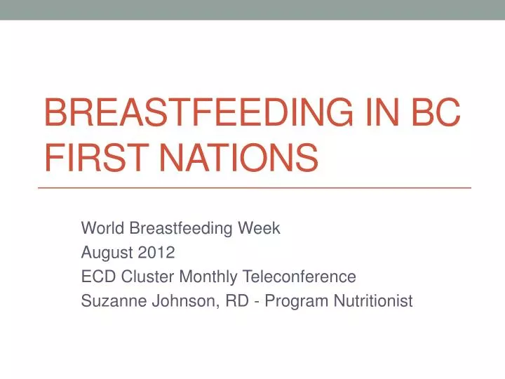 breastfeeding in bc first nations
