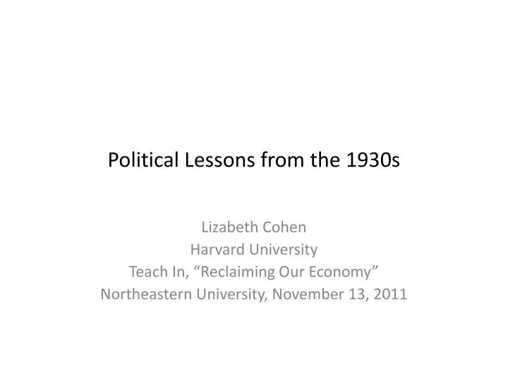 political lessons from the 1930s