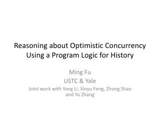 reasoning about optimistic concurrency using a program logic for history