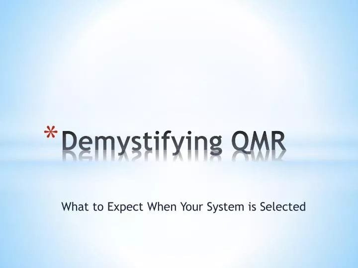 demystifying qmr