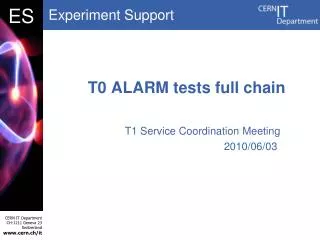 T0 ALARM tests full chain