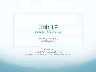 Unit 19 Definitions Not Included