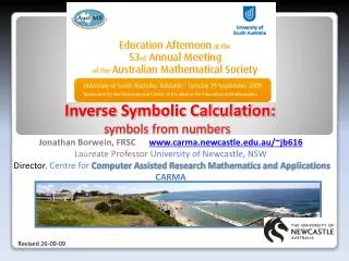 Inverse Symbolic Calculation: 	 symbols from numbers
