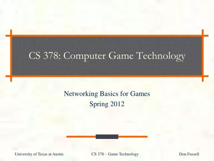 cs 378 computer game technology