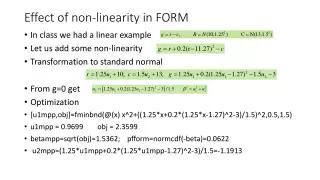Effect of non-linearity in FORM