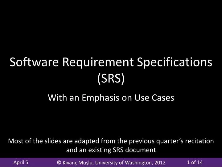 software requirement specifications srs