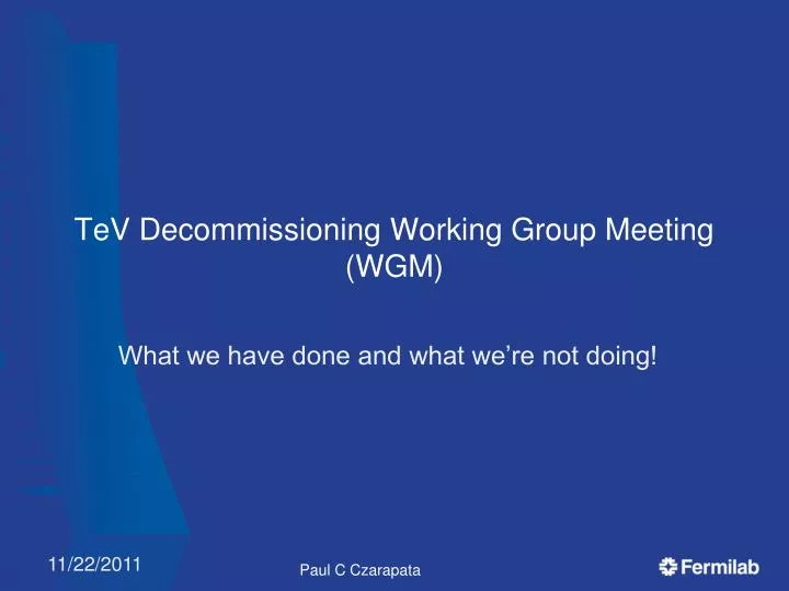 tev decommissioning working group meeting wgm