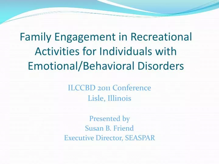 family engagement in recreational activities for individuals with emotional behavioral disorders